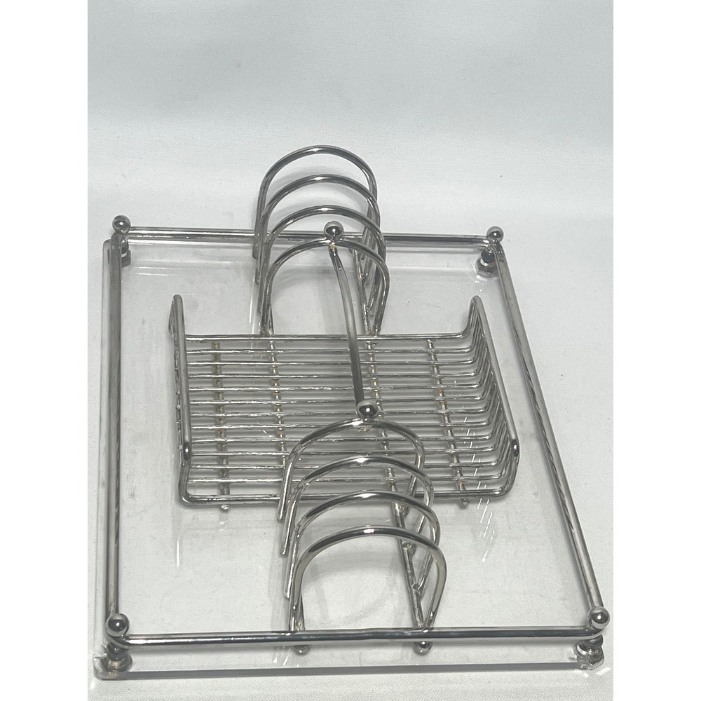 Vintage Davco Silverplate Flatware Caddy Acrylic Buffet Holder Hollywood Regency - Picture 2 of 9